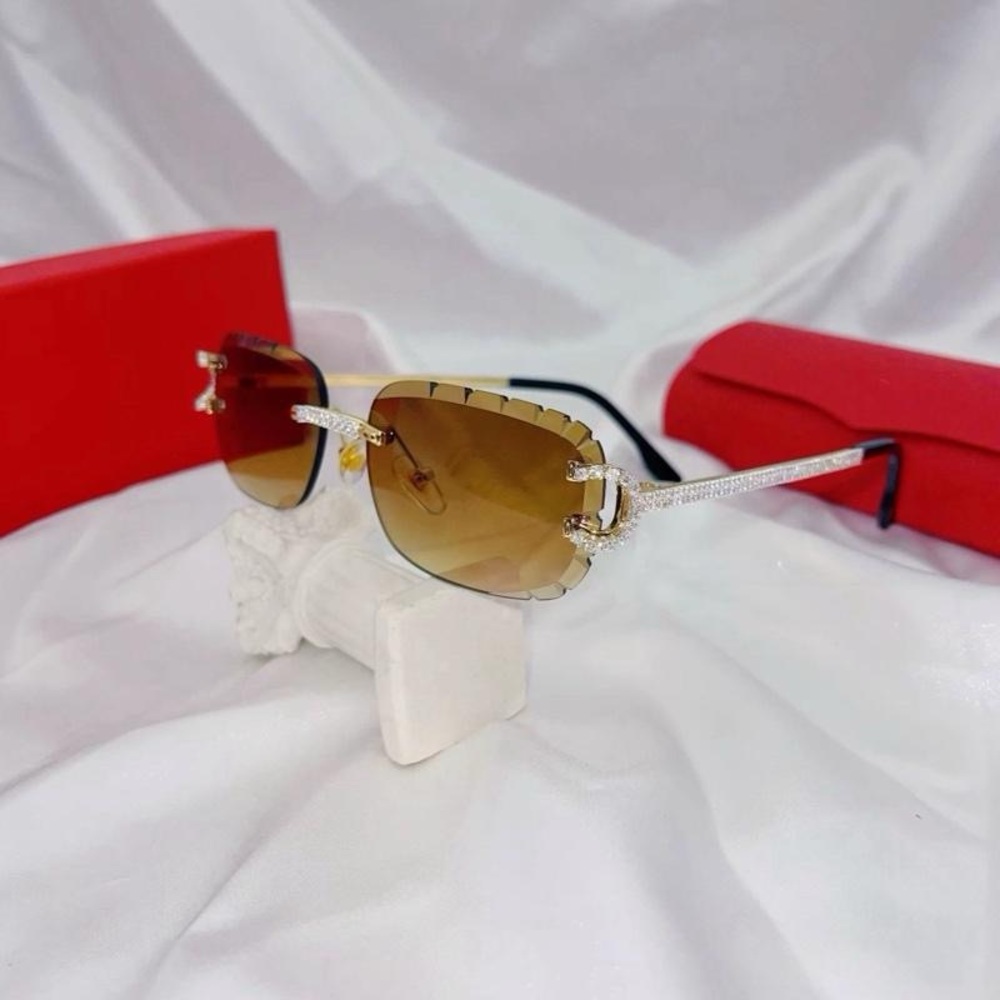 2025 Diamond Cut Rimless Square Sunglasses Unisex Luxury Rhinestone UV400 Shinny